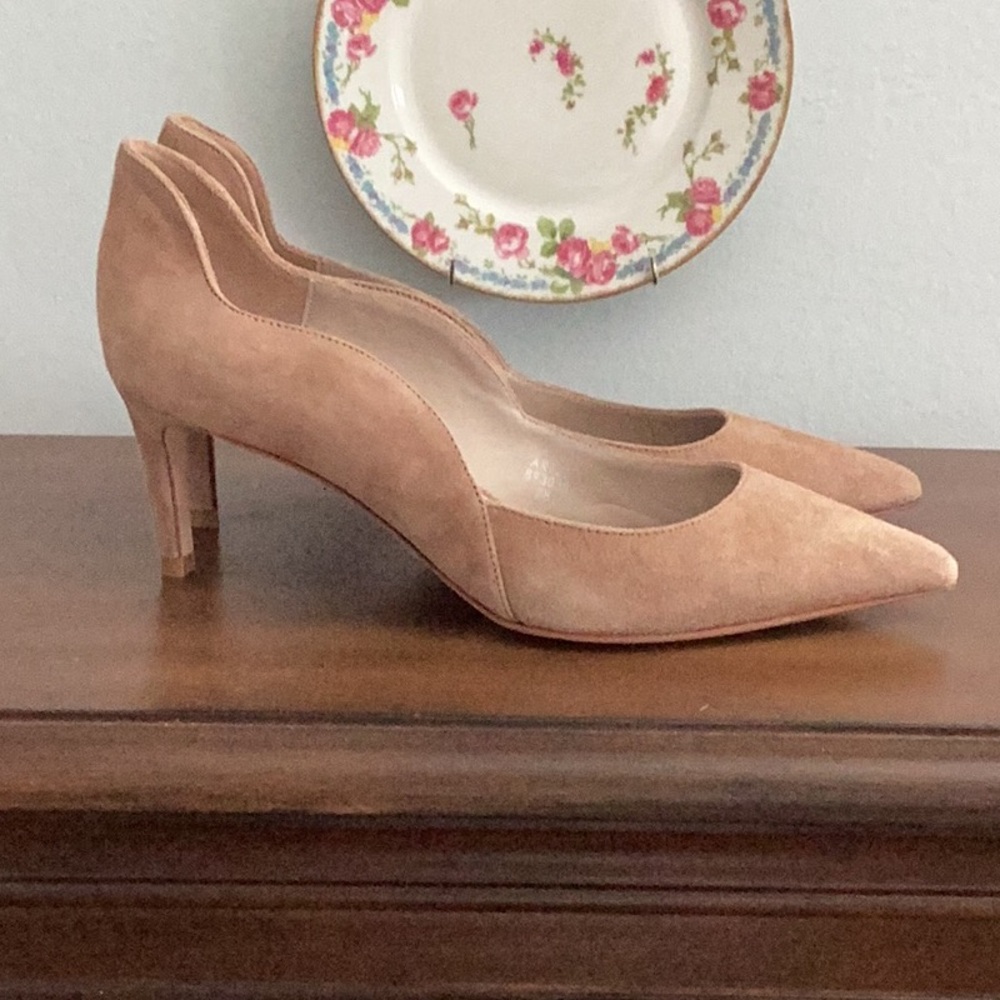 Elegant Boden Taupe Suede Heels